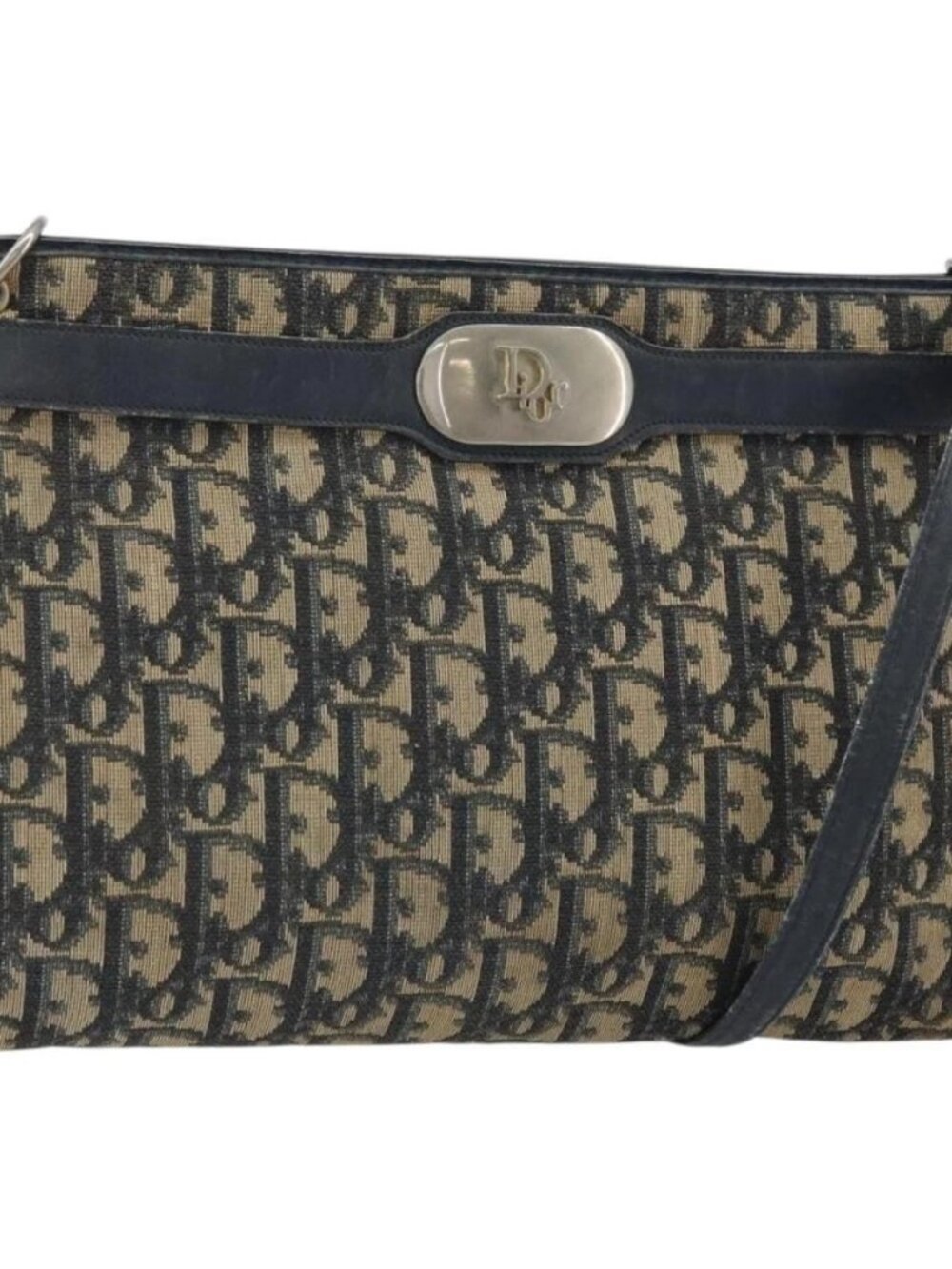Christian Dior Trotter Canvas Shoulder Bag Navy Gold Auth bs32154 - Picture 2 of 16